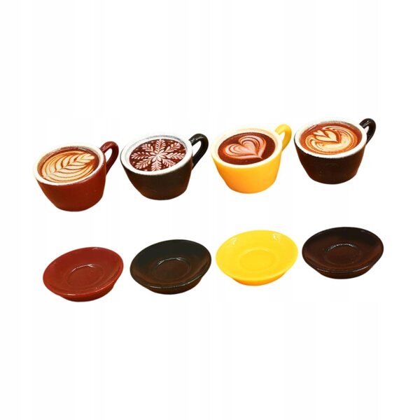 Set 8 Mini Tazzine da Caffè per Casa delle Bambole in Resina Dettagliata