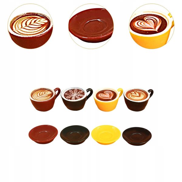 Set 8 Mini Tazzine da Caffè per Casa delle Bambole in Resina Dettagliata