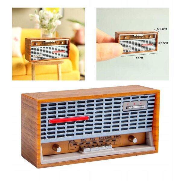 Miniatura Fonografo Vintage per Casa delle Bambole 1:6 e 1:8 in Legno
