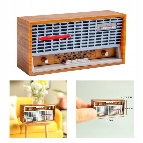 Miniatura Fonografo Vintage per Casa delle Bambole 1:6 e 1:8 in Legno