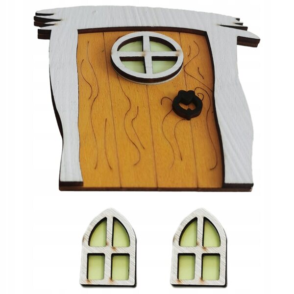 Mini porte e finestre in legno per casa delle fate, decorazione giardino bambini