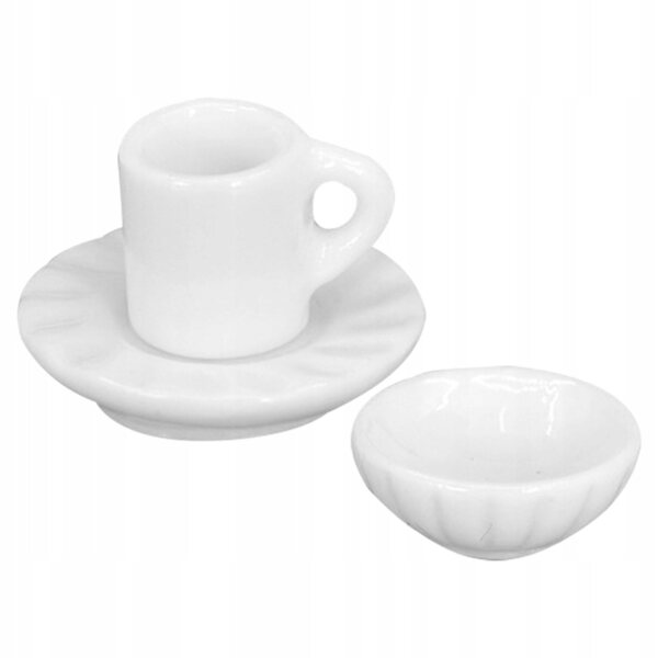 Set di tazze da caffè in miniatura in resina per case delle bambole, bianche