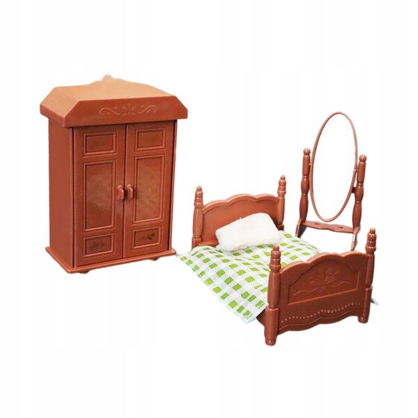 Set Miniatura Camera da Letto per Casa delle Bambole 1:6 in Legno di Alta Qualità