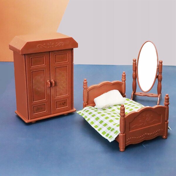 Set Miniatura Camera da Letto per Casa delle Bambole 1:6 in Legno di Alta Qualità