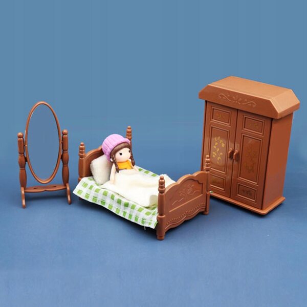 Set Miniatura Camera da Letto per Casa delle Bambole 1:6 in Legno di Alta Qualità