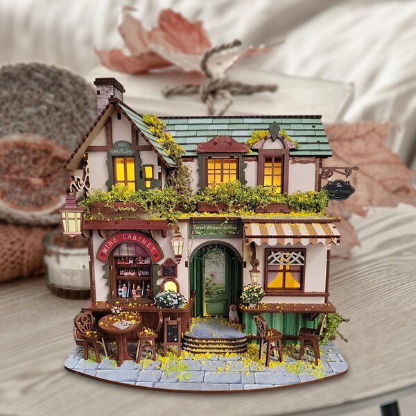 DIY-Puppenhaus aus Holz mit Zubehör, Miniatur zum Bauen für Erwachsene
