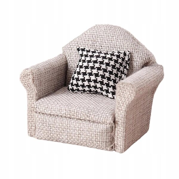 Miniatursofa für Puppenhäuser aus hellgrauem Stoff 1:12