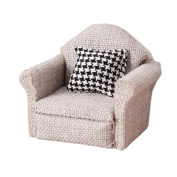 Miniaturesofa til dukkehuse i lysegråt stof 1:12
