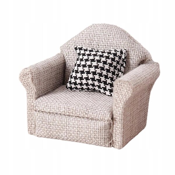 Miniaturesofa til dukkehuse i lysegråt stof 1:12