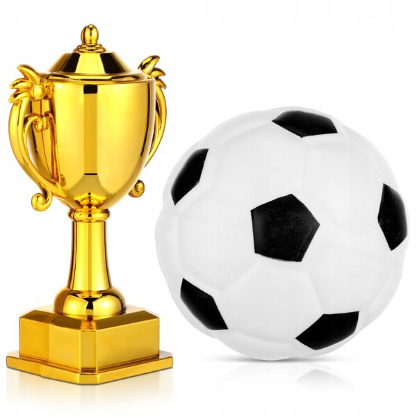 Dekorative Mini-Fußballtrophäe mit buntem Ball aus widerstandsfähigem Kunststoff