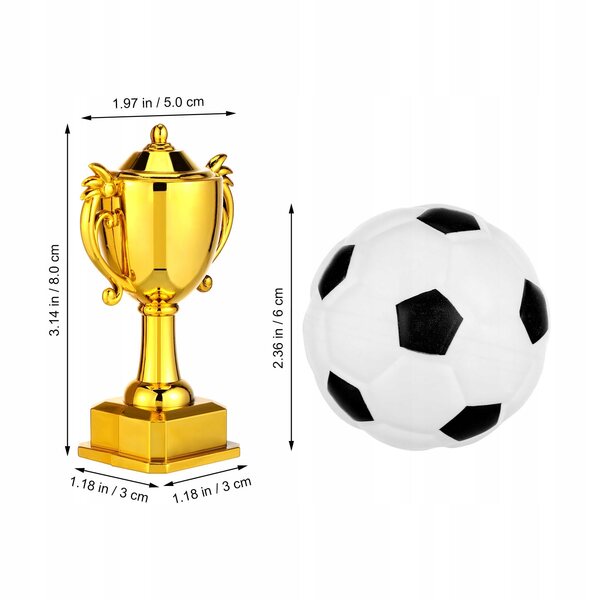 Dekorative Mini-Fußballtrophäe mit buntem Ball aus widerstandsfähigem Kunststoff