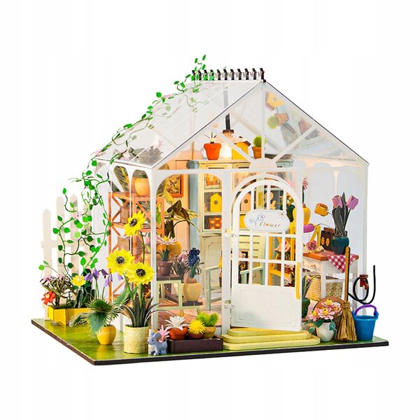 DIY Miniatur-Puppenhaus-Set mit Holzmöbeln und Lichtern