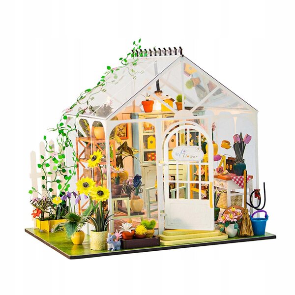 DIY Miniatur-Puppenhaus-Set mit Holzmöbeln und Lichtern