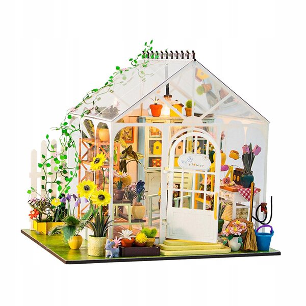 DIY Miniatur-Puppenhaus-Set mit Holzmöbeln und Lichtern