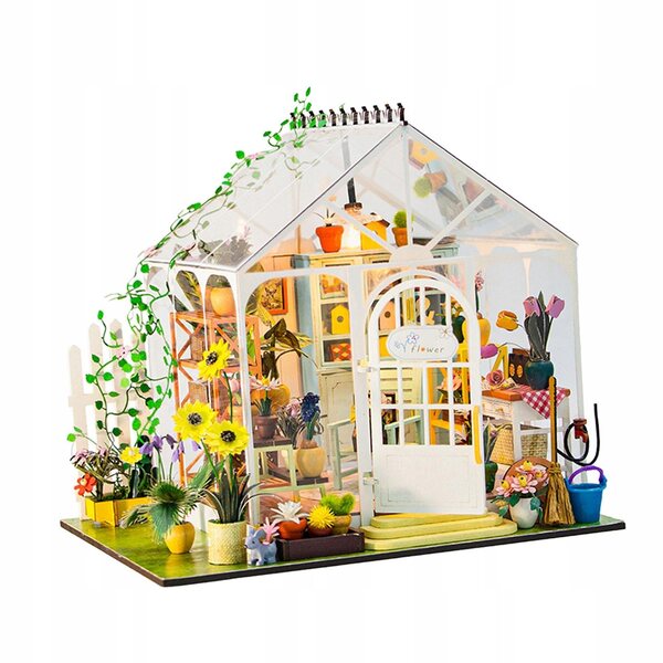 DIY Miniatur-Puppenhaus-Set mit Holzmöbeln und Lichtern