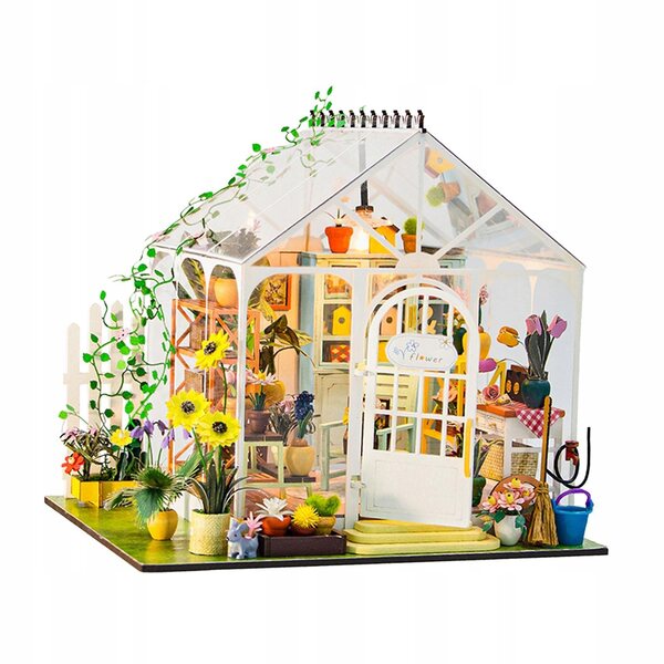 DIY Miniatur-Puppenhaus-Set mit Holzmöbeln und Lichtern