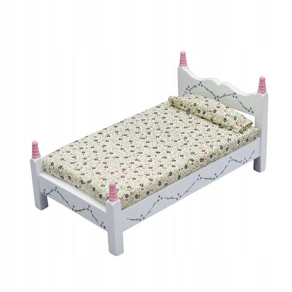 Mini letto in legno per casa delle bambole, decorazione miniatura 16x9 cm