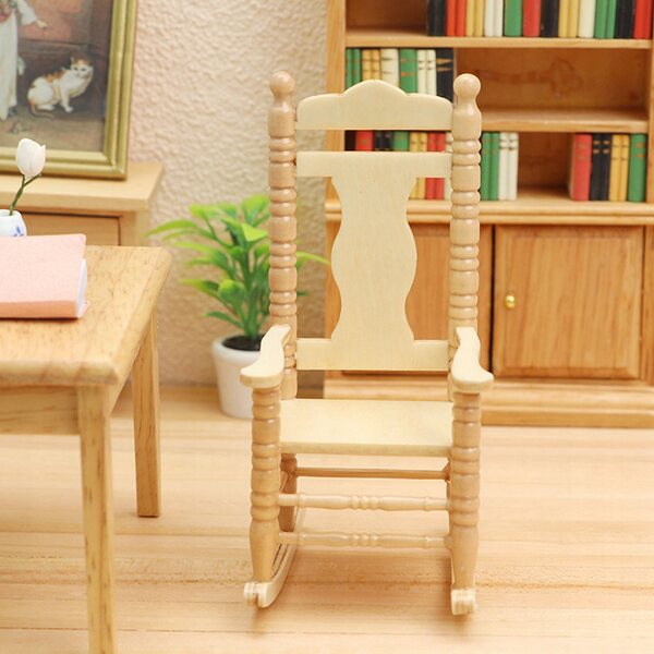 Fotel Bujany in Legno Retro per Casa delle Bambole Scala 1:12