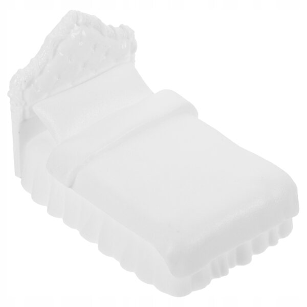 Mini letto doppio in plastica per casa delle bambole, modello decorativo