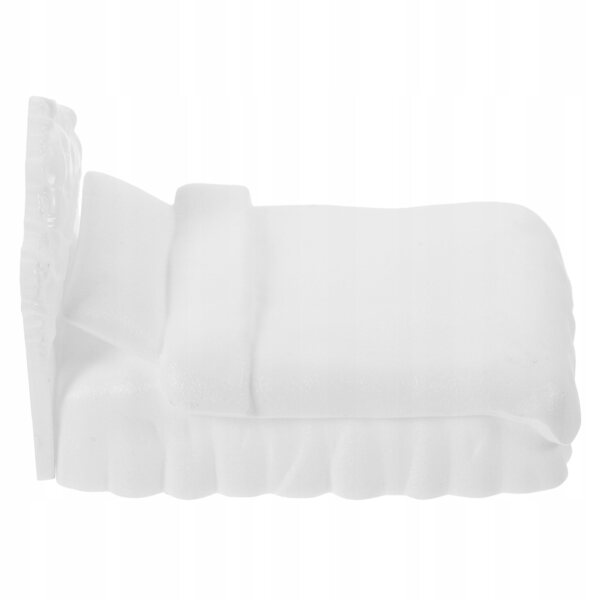 Mini letto doppio in plastica per casa delle bambole, modello decorativo