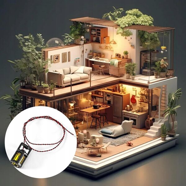 Lanterne LED in miniatura per una casa delle bambole con cavo da 15 cm, bianco caldo