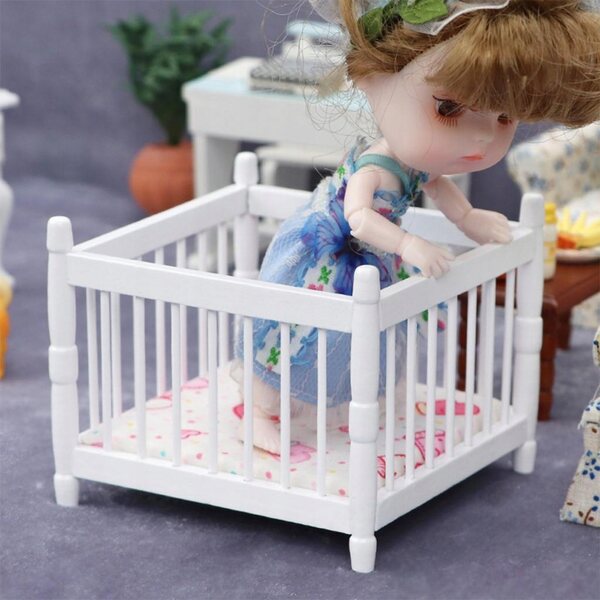 Mini letto in legno per casa delle bambole scala 1:12, mobili decorativi