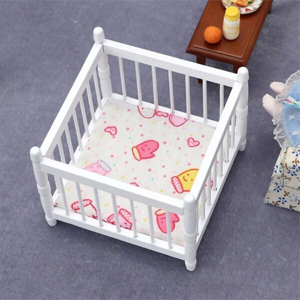Mini letto in legno per casa delle bambole scala 1:12, mobili decorativi