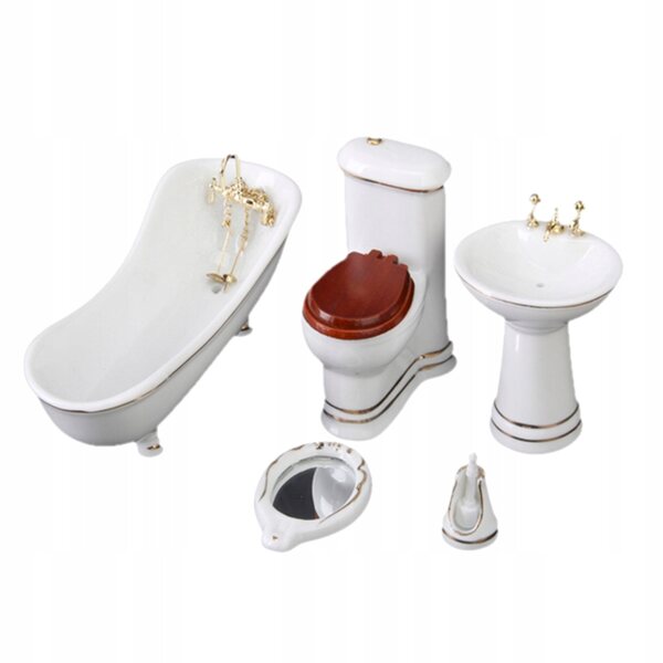 szt. 1/12 Dollhouse miniaturowy porcelanowy zestaw wanien łazienkowych biały