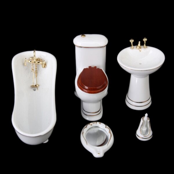 szt. 1/12 Dollhouse miniaturowy porcelanowy zestaw wanien łazienkowych biały