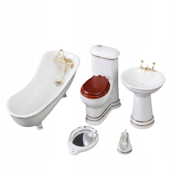 szt. 1/12 Dollhouse miniaturowy porcelanowy zestaw wanien łazienkowych biały