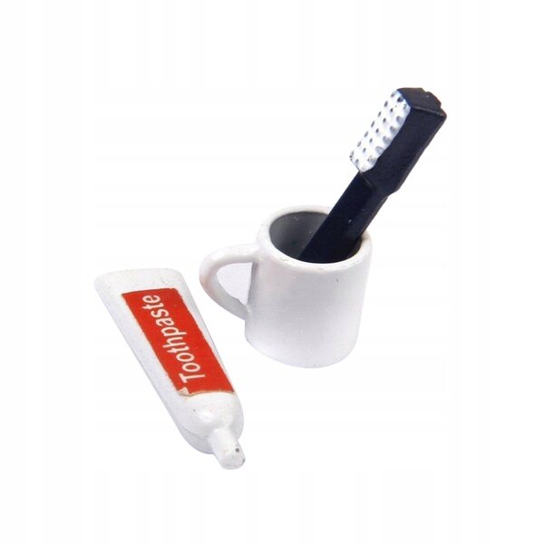 Kit Mini Accessori Bagno per Casa delle Bambole 1/12 con Spazzolino e Dentifricio