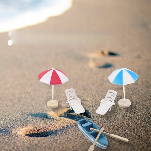 Set decorativo miniatura da spiaggia in legno e resina per micro paesaggi
