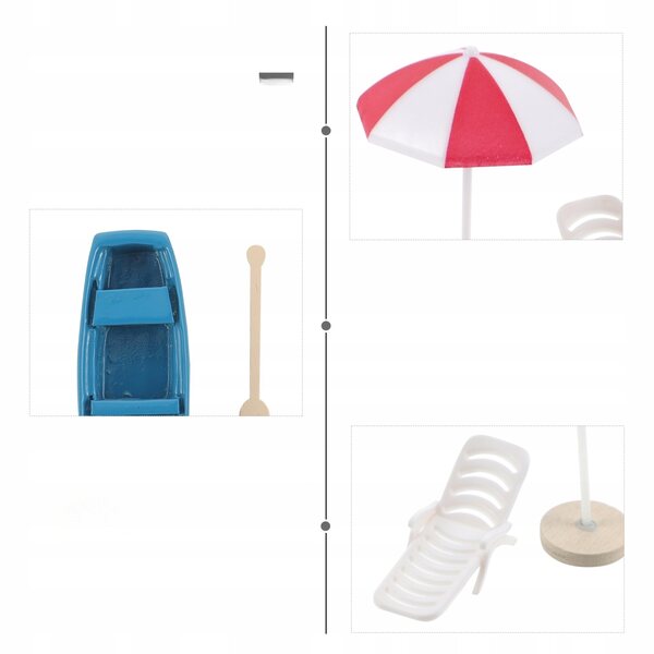 Set decorativo miniatura da spiaggia in legno e resina per micro paesaggi