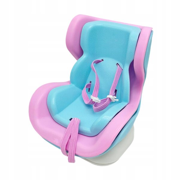 Fotelino auto per bambole decorativo rosa e azzurro, facile da installare