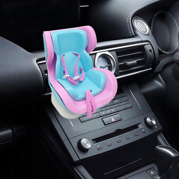 Fotelino auto per bambole decorativo rosa e azzurro, facile da installare