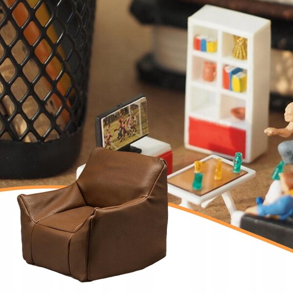 Miniatura sofa per casa delle bambole 1:12 in schiuma PU marrone vintage