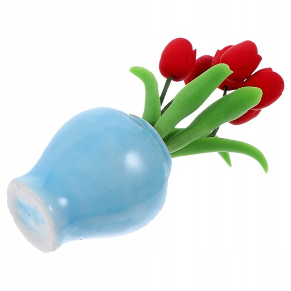 Mini vaso rosso in ceramica per decorazioni casa delle bambole 5x3,5x2,5 cm