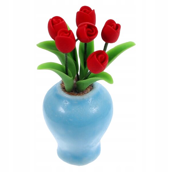 Mini vaso rosso in ceramica per decorazioni casa delle bambole 5x3,5x2,5 cm