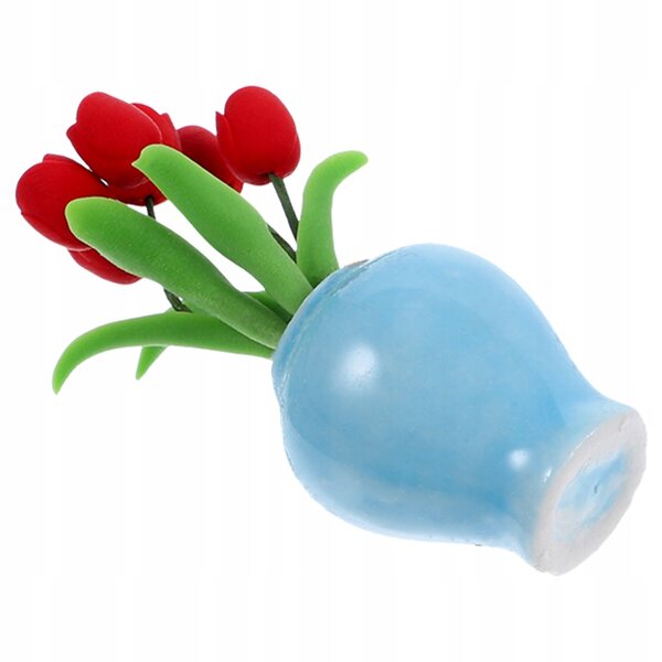 Mini vaso rosso in ceramica per decorazioni casa delle bambole 5x3,5x2,5 cm