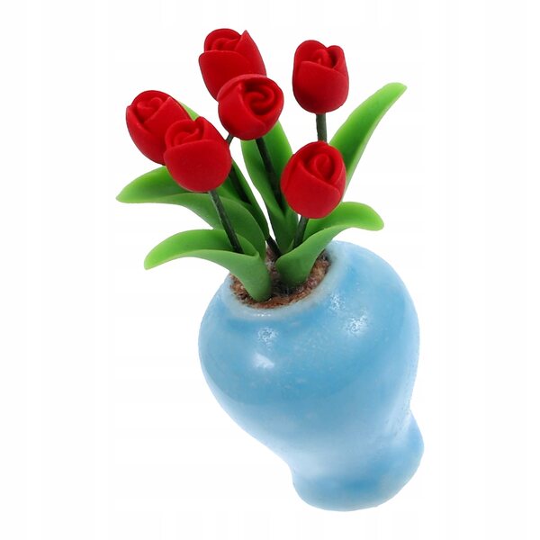 Mini vaso rosso in ceramica per decorazioni casa delle bambole 5x3,5x2,5 cm