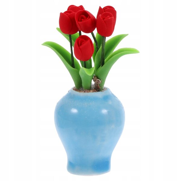 Mini vaso rosso in ceramica per decorazioni casa delle bambole 5x3,5x2,5 cm