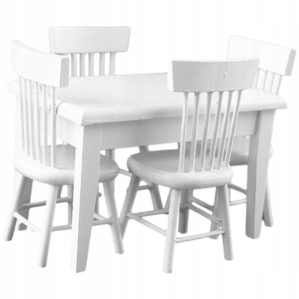 Miniature mobili in legno bianco set tavolo e sedie per casa delle bambole