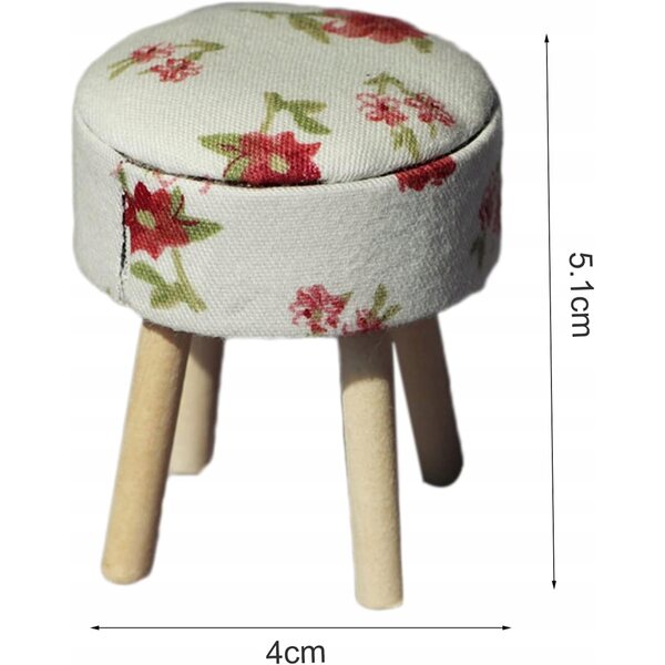 Taboret in legno rosso per bambole, sedia miniatura per giochi e camerette