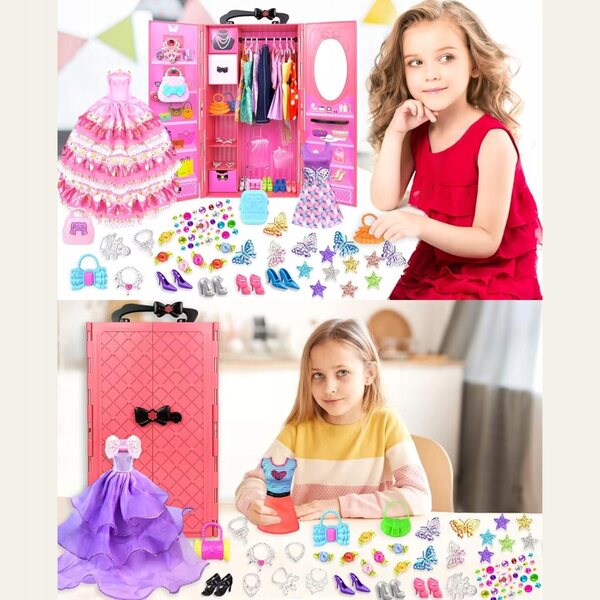 Set Accessori Moda per Bambole con Vestiti, Scarpe e Borse - Ottimo Regalo Bambine