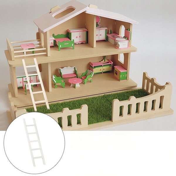 Dekorative Mini-Drabine aus weißem Holz für das Puppenhaus, 2-teilig