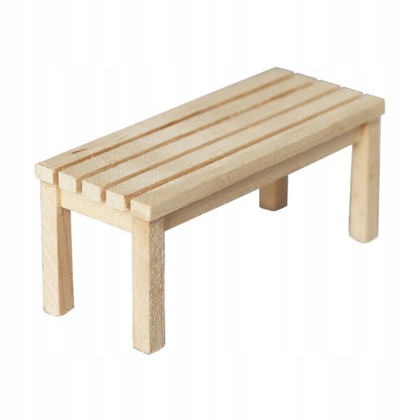 Beigefarbene Minibank aus Holz für Puppenhäuser und Fotodekorationen