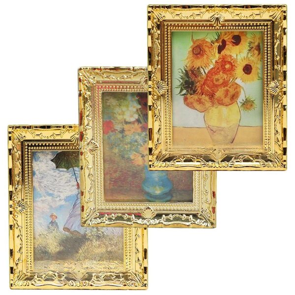 Set 3 Miniature Decorazioni Dorate in Resina con Design Realistico per Casa e Ufficio