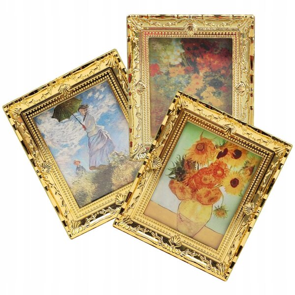Set 3 Miniature Decorazioni Dorate in Resina con Design Realistico per Casa e Ufficio