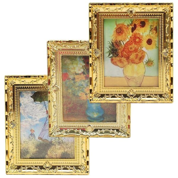 Set 3 Miniature Decorazioni Dorate in Resina con Design Realistico per Casa e Ufficio
