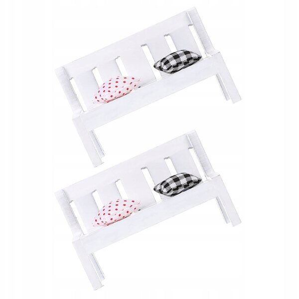Set 2 Miniature Eleganti Panche Bianche in Legno per Decorazioni Domestiche e Giardino